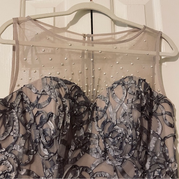 Gray formal dress by Ignite Evenings in size 12 with pearl embellishments - Picture 2 of 9